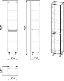 Stella Polare Шкаф пенал Кибела 35 светлый цемент/темный цемент – фотография-4